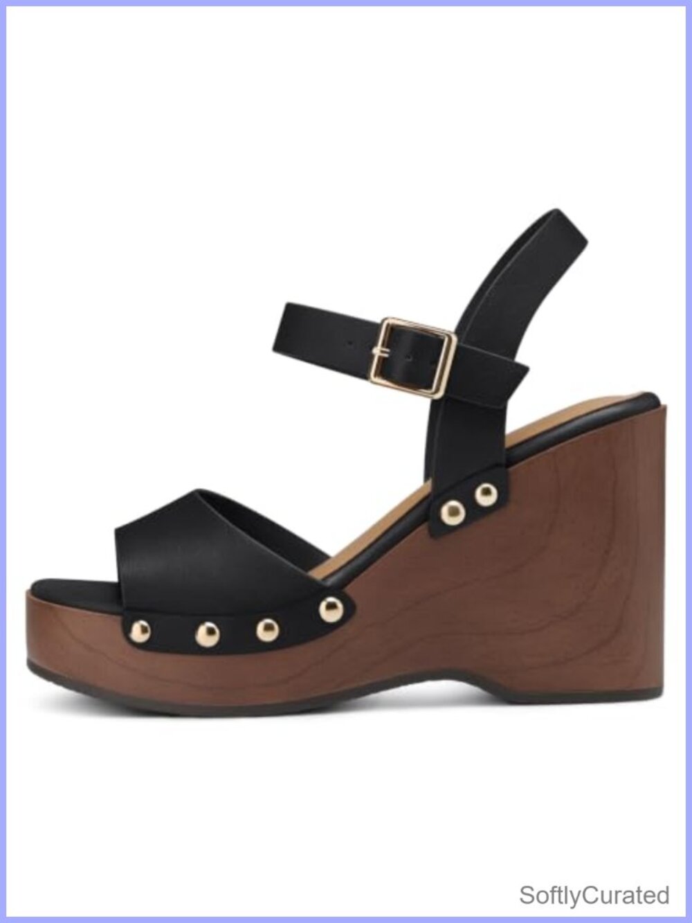 Wedge Sandals for Women Comfortable Platform High Heel Ankle Strap Buckle Faux